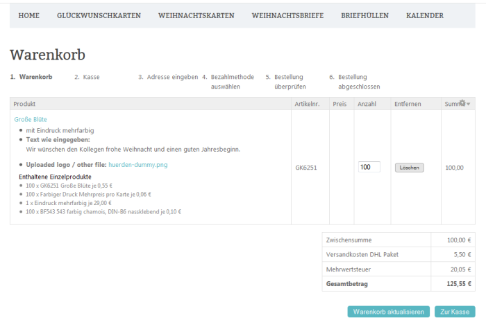 Warenkorb Online-Shop